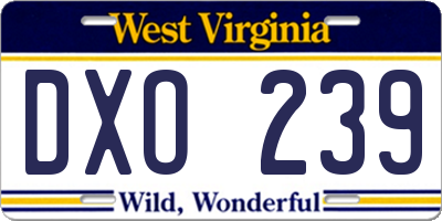 WV license plate DXO239