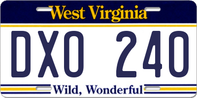 WV license plate DXO240