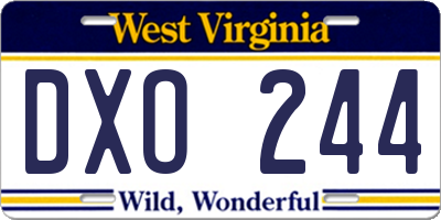 WV license plate DXO244