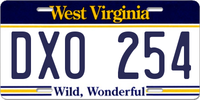 WV license plate DXO254