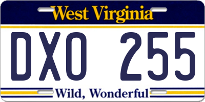 WV license plate DXO255