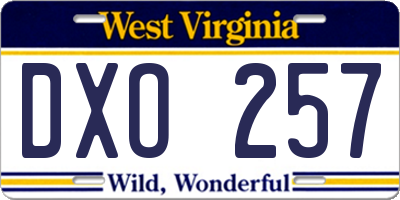 WV license plate DXO257