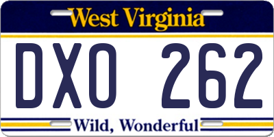 WV license plate DXO262