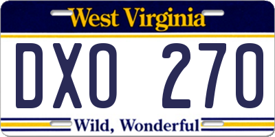 WV license plate DXO270