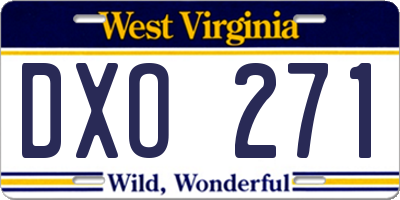 WV license plate DXO271