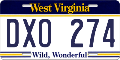 WV license plate DXO274