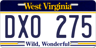 WV license plate DXO275