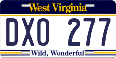 WV license plate DXO277