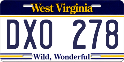 WV license plate DXO278