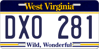 WV license plate DXO281