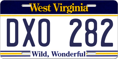 WV license plate DXO282