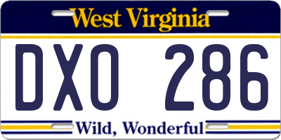 WV license plate DXO286