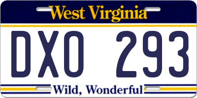 WV license plate DXO293