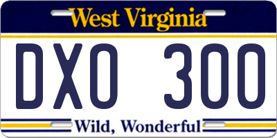 WV license plate DXO300