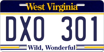 WV license plate DXO301