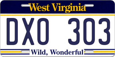 WV license plate DXO303