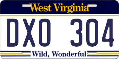 WV license plate DXO304