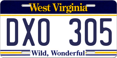 WV license plate DXO305