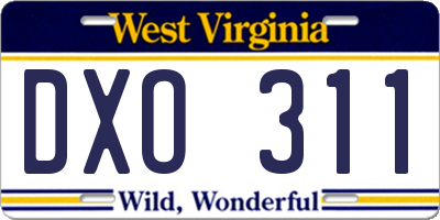 WV license plate DXO311