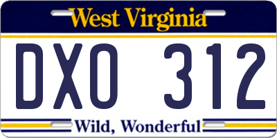 WV license plate DXO312