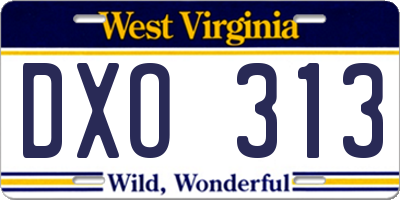 WV license plate DXO313