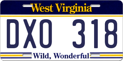 WV license plate DXO318