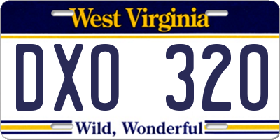 WV license plate DXO320