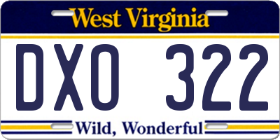WV license plate DXO322