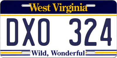 WV license plate DXO324