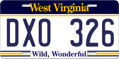 WV license plate DXO326