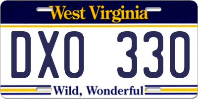 WV license plate DXO330