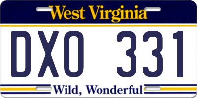 WV license plate DXO331
