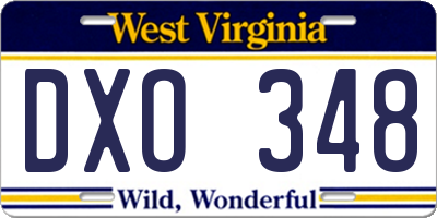 WV license plate DXO348