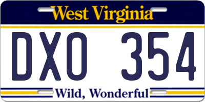 WV license plate DXO354