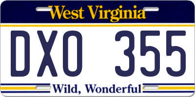 WV license plate DXO355