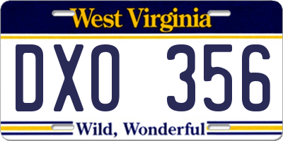 WV license plate DXO356