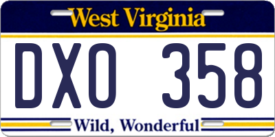 WV license plate DXO358