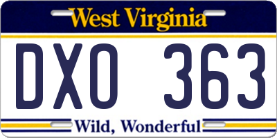 WV license plate DXO363