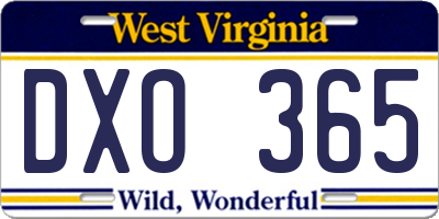 WV license plate DXO365