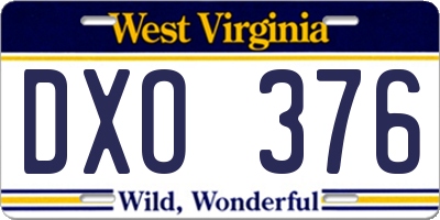 WV license plate DXO376