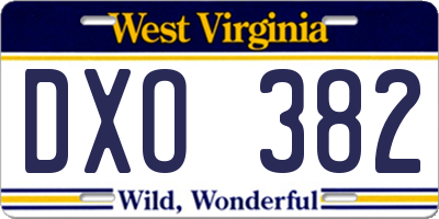 WV license plate DXO382