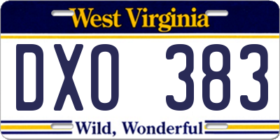 WV license plate DXO383