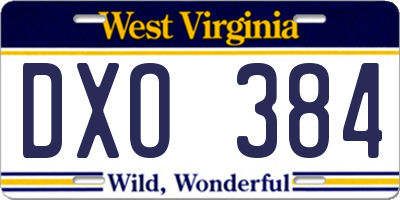 WV license plate DXO384