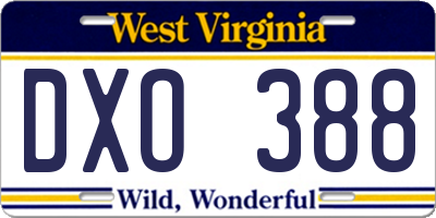 WV license plate DXO388