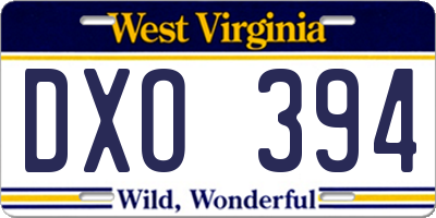 WV license plate DXO394