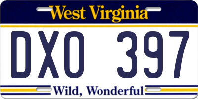 WV license plate DXO397