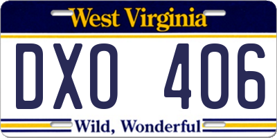 WV license plate DXO406