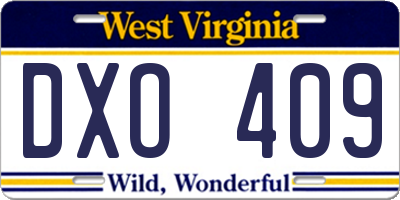 WV license plate DXO409