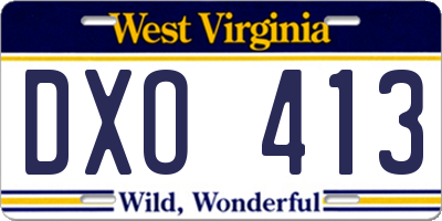 WV license plate DXO413