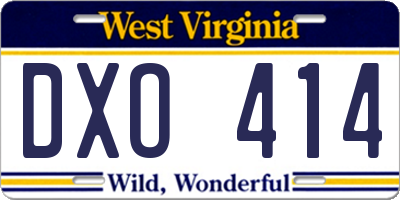 WV license plate DXO414